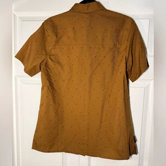 Mustard Short Sleeve Button Down Shirt - Picture 2 of 7